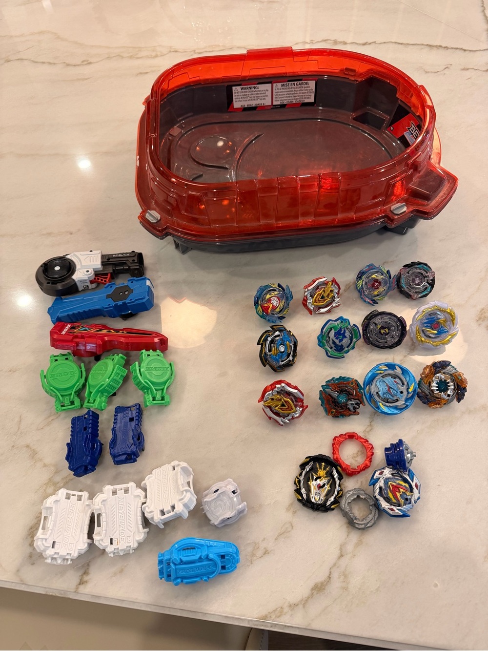 Kids Beyblade Burst Lot Stadium Launchers 12 Complete Beyblades + Parts Bundle